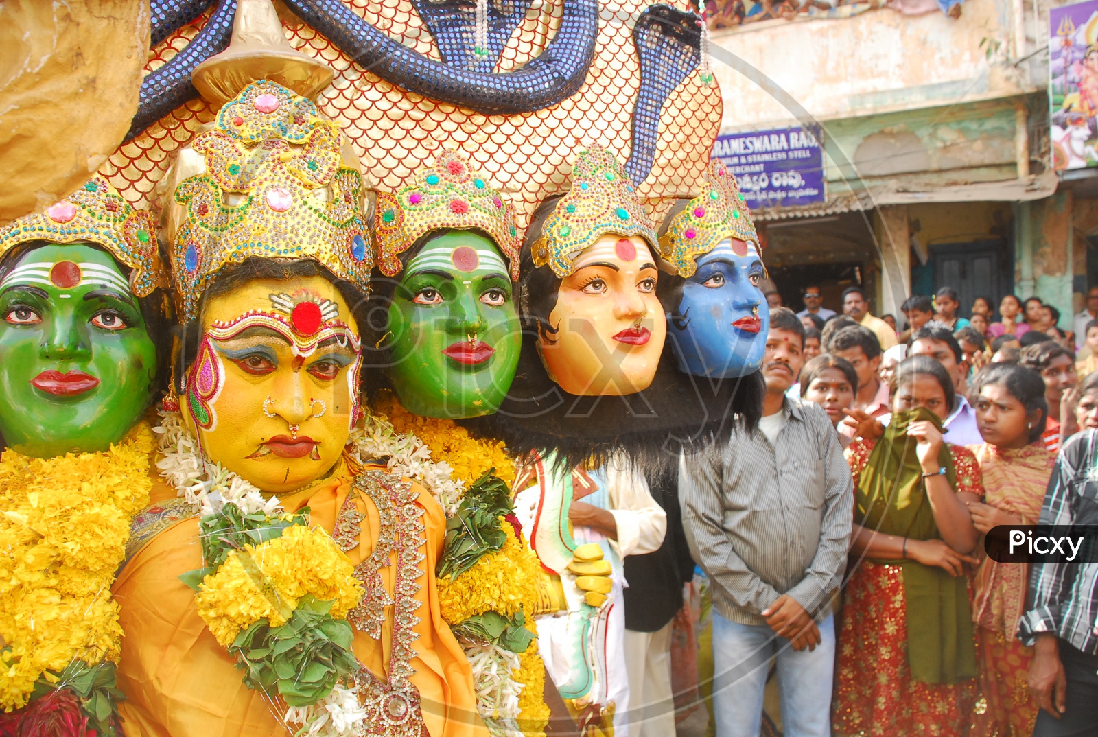 Dussera Celebrations At Vijayawada With Goddess Durga Masks