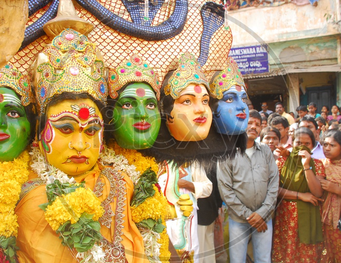Dussera Celebrations At Vijayawada With Goddess Durga Masks
