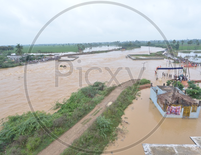 Aerial view of flooded Eluru