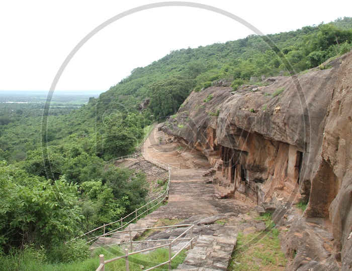View of Buddhist caves