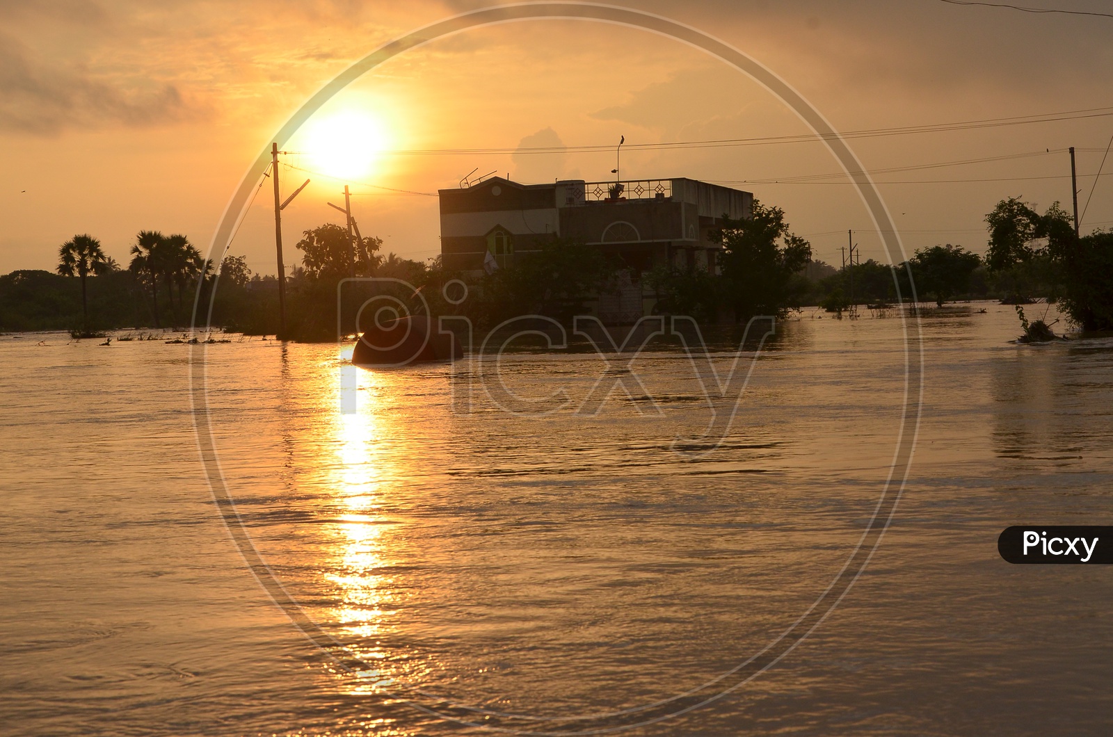 A Sunset view after floods in Eluru