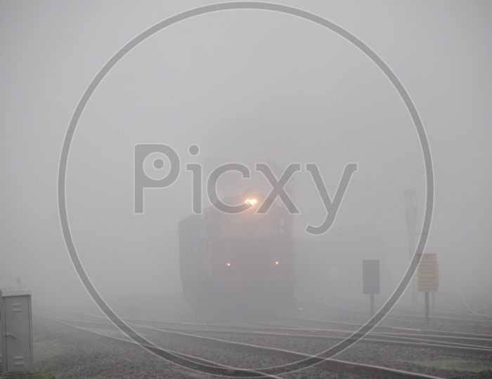 A Train during foggy morning