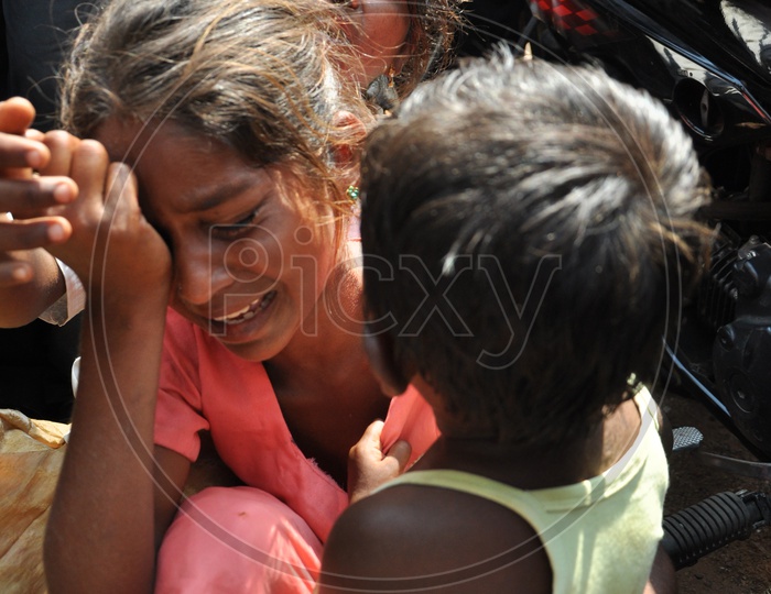 Indian Rural kids crying