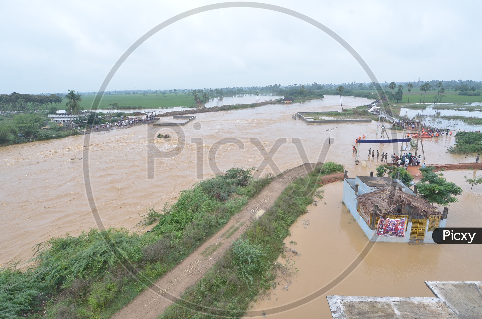 Aerial view of flooded Eluru