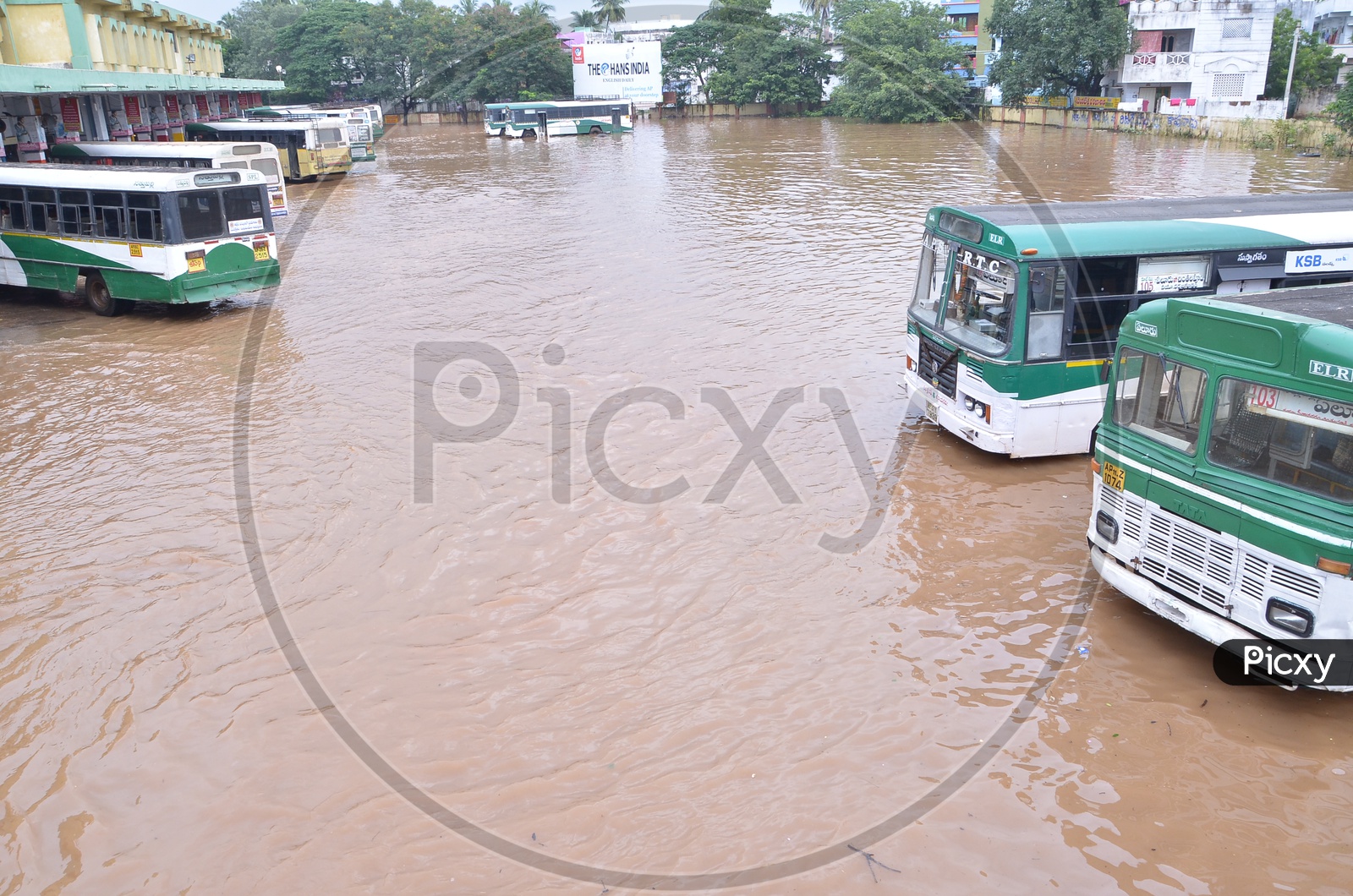 APSRTC Complex in Eluru duing floods