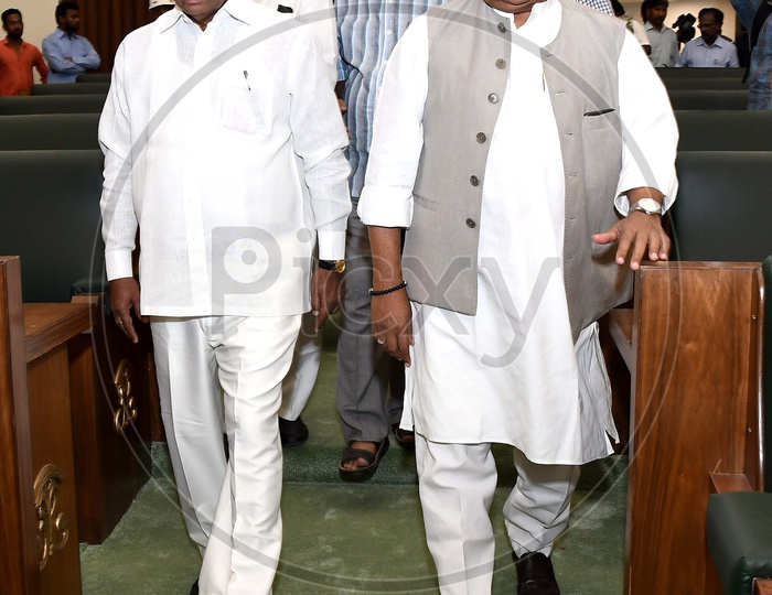 Former AP Speaker Kodela Siva Prasada Rao and Yanamala Rama Krishnudu in Assembly