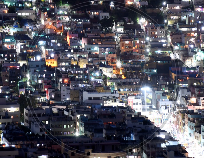 Vijayawada City Night  Scape View With Residential Buildings