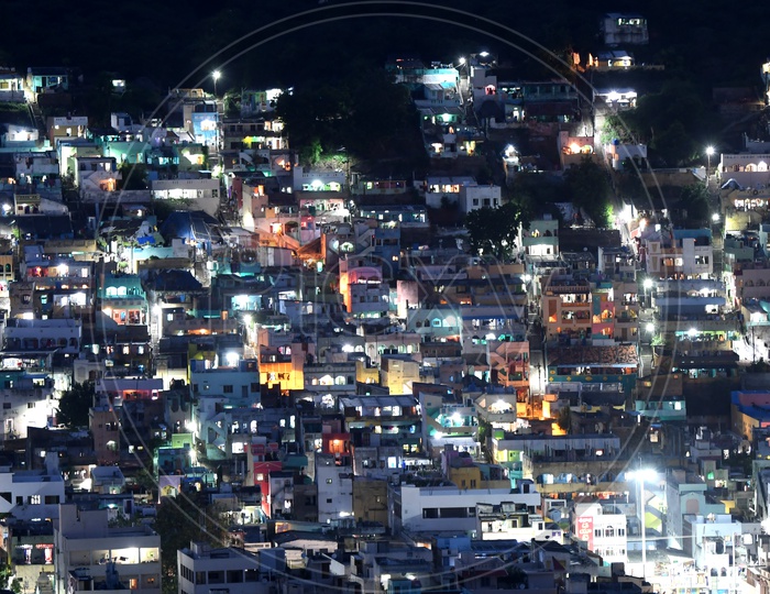 Vijayawada City Night  Scape View With Residential Buildings