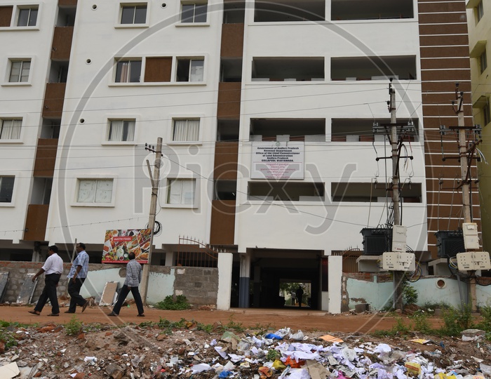 Garbage outside Chief Commissioner of Land Administration Office in Gollapudi