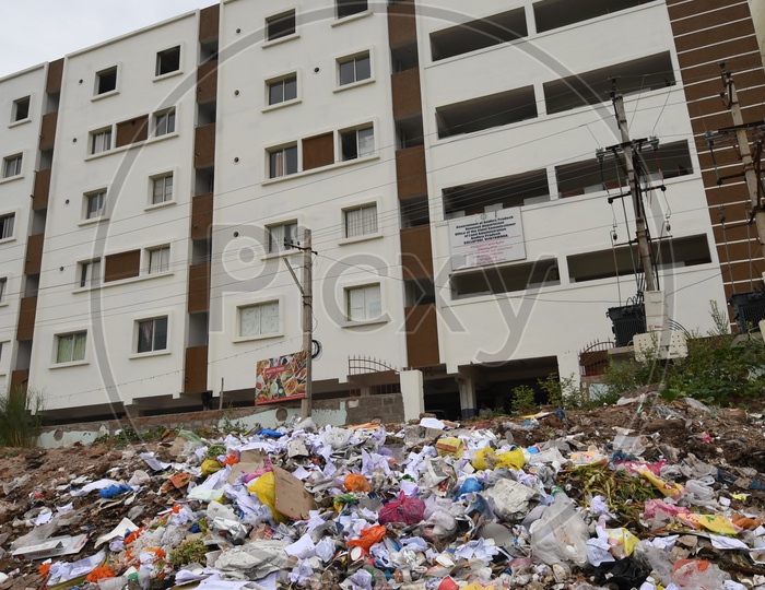 Garbage outside Chief Commissioner of Land Administration Office in Gollapudi