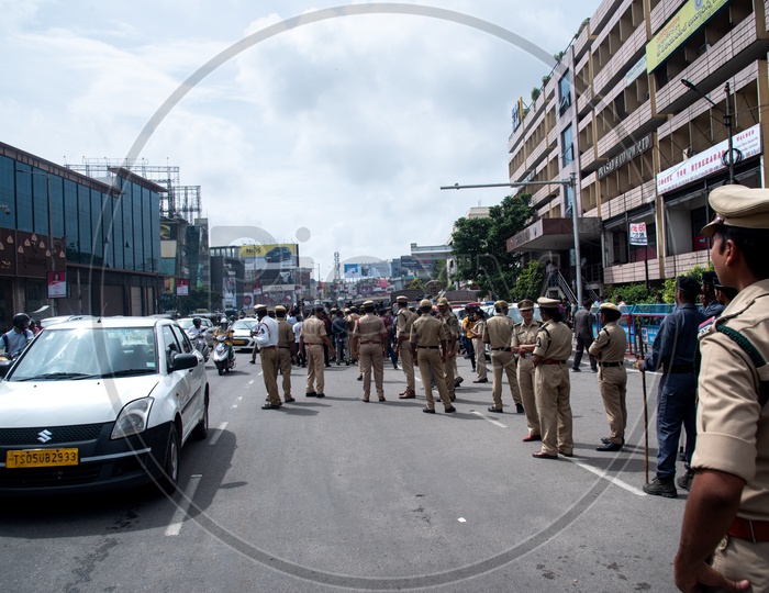 Police Security at Pragathi Bhawan, Telangana CM's residence in Hyderabad