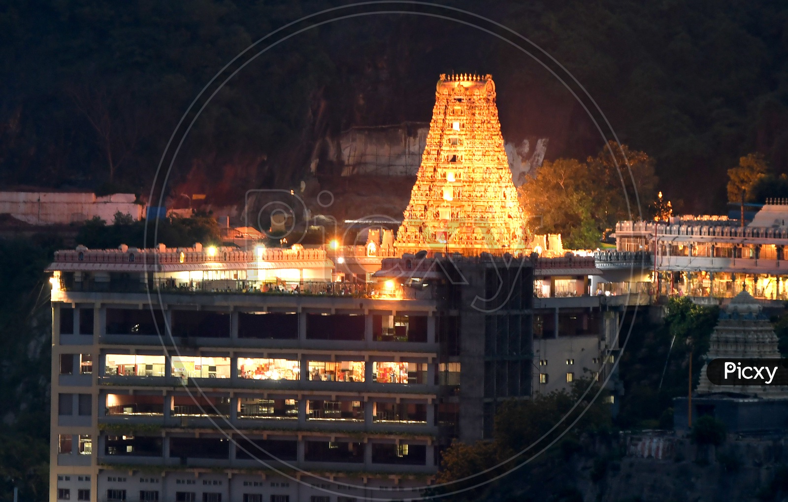 Vijayawada City View With Temple Shrine