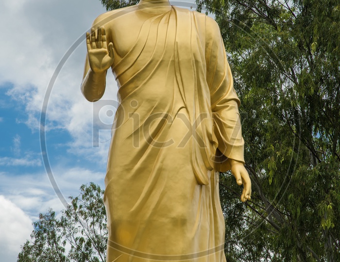 Image of Golden Buddha Statue At Naglok Buddha Vihar In NagpurEQ807843