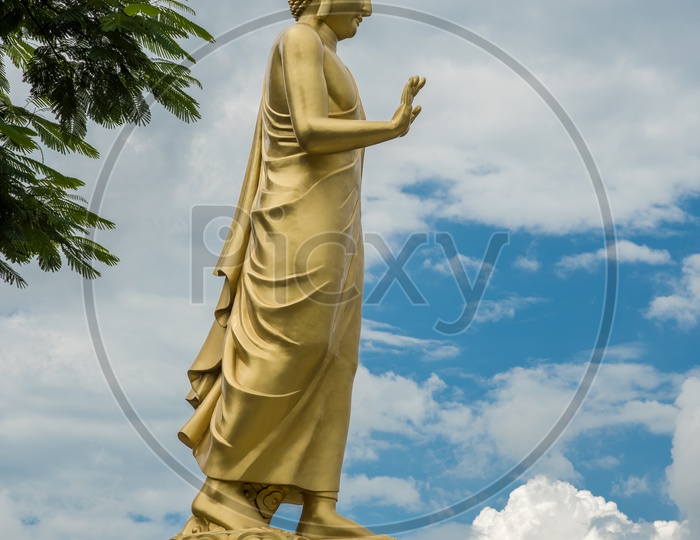 Golden Buddha Statue At Naglok Buddha Vihar In Nagpur