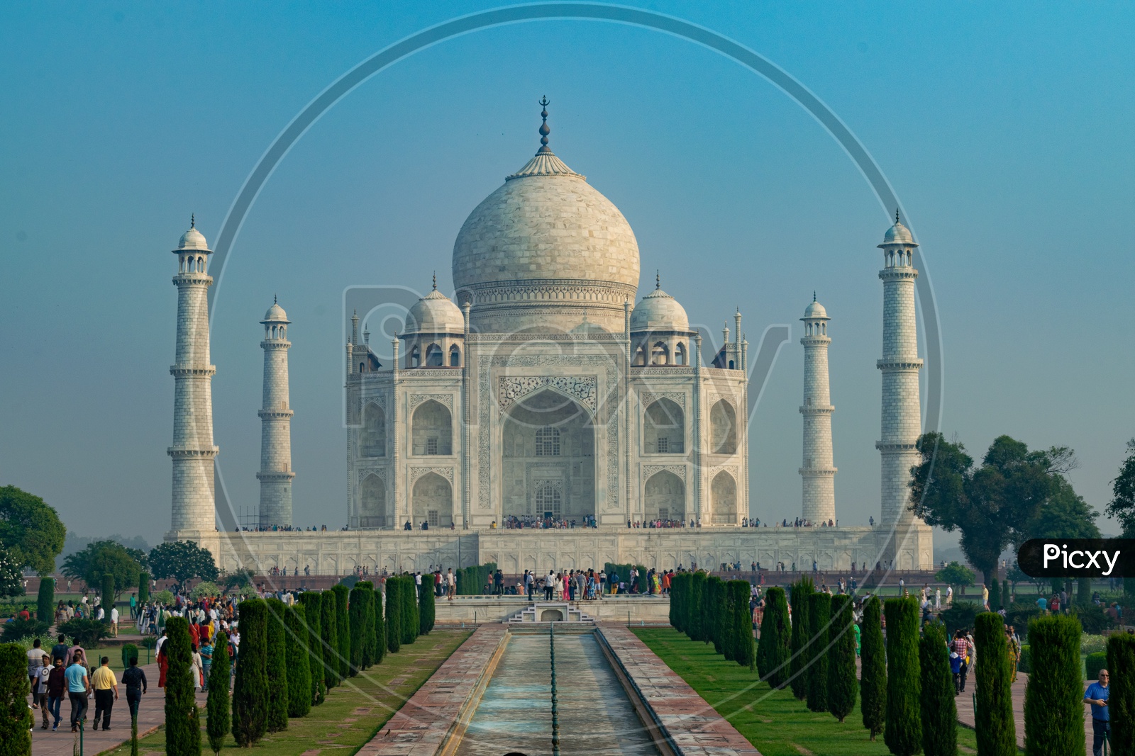 Taj Mahal In Agra With Blue Sky in Background