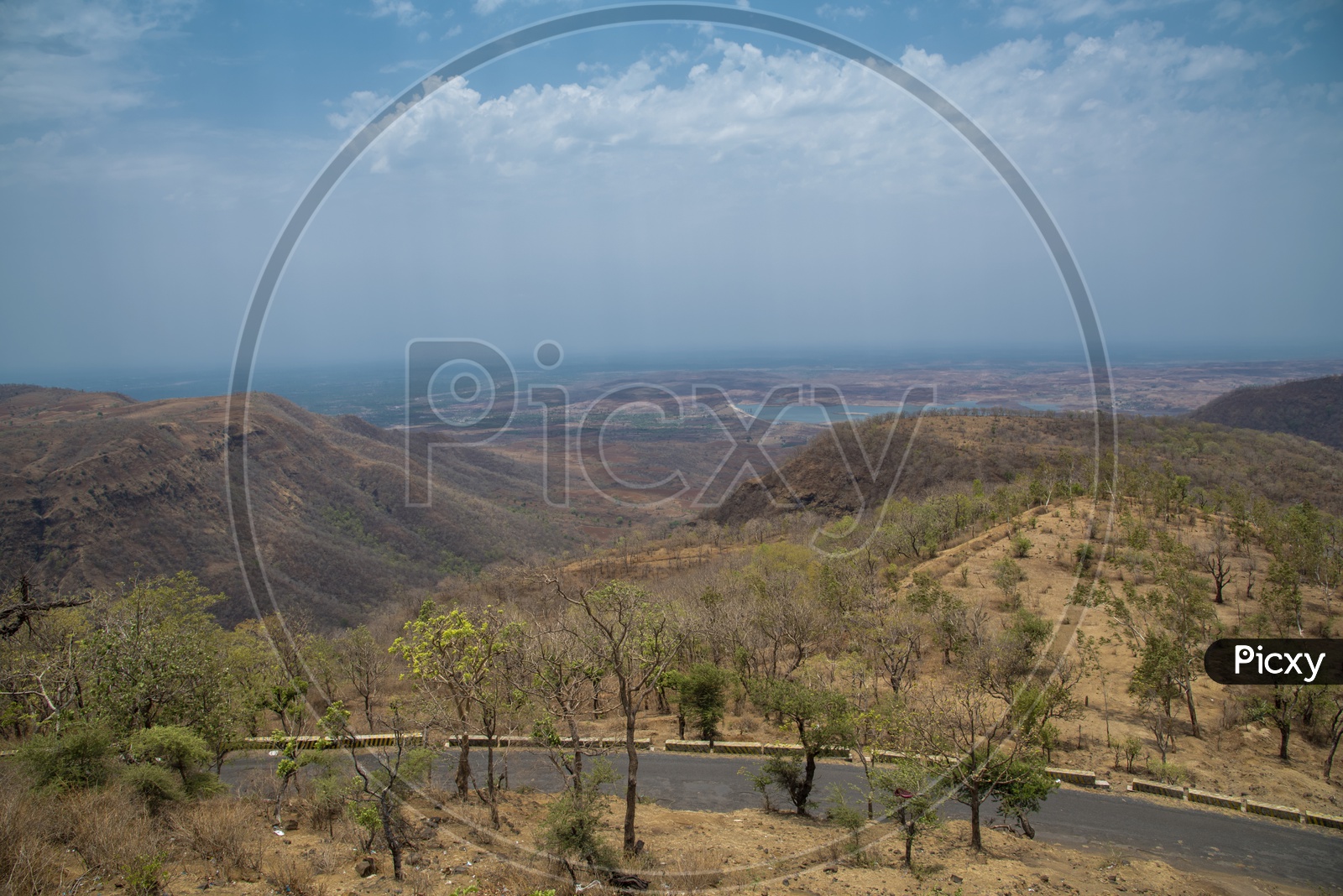 Landscape Of Satpura Range Hills And Mountain Valleys With Blue  Sky  In Melghat