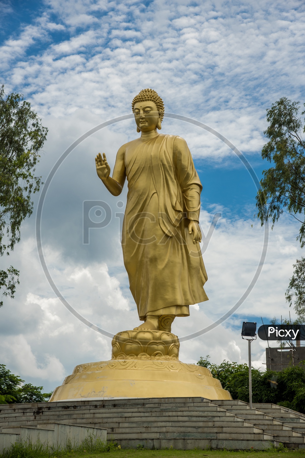 Image of Golden Buddha Statue At Naglok Buddha Vihar In NagpurOV054575