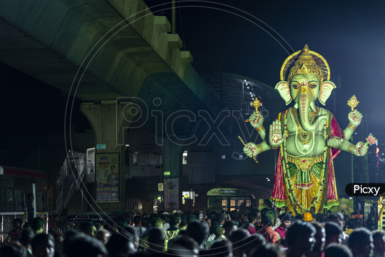 Ganesh Idols In Procession During genesh Chathurdhi Festival