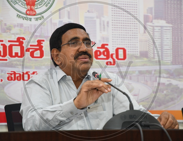 Former Municipal Administration Minister P. Narayana in a Press Conference