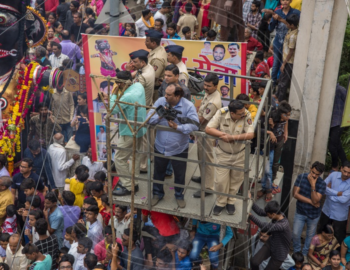 Indian Police Vigilance or Security During Marbat Festival Procession