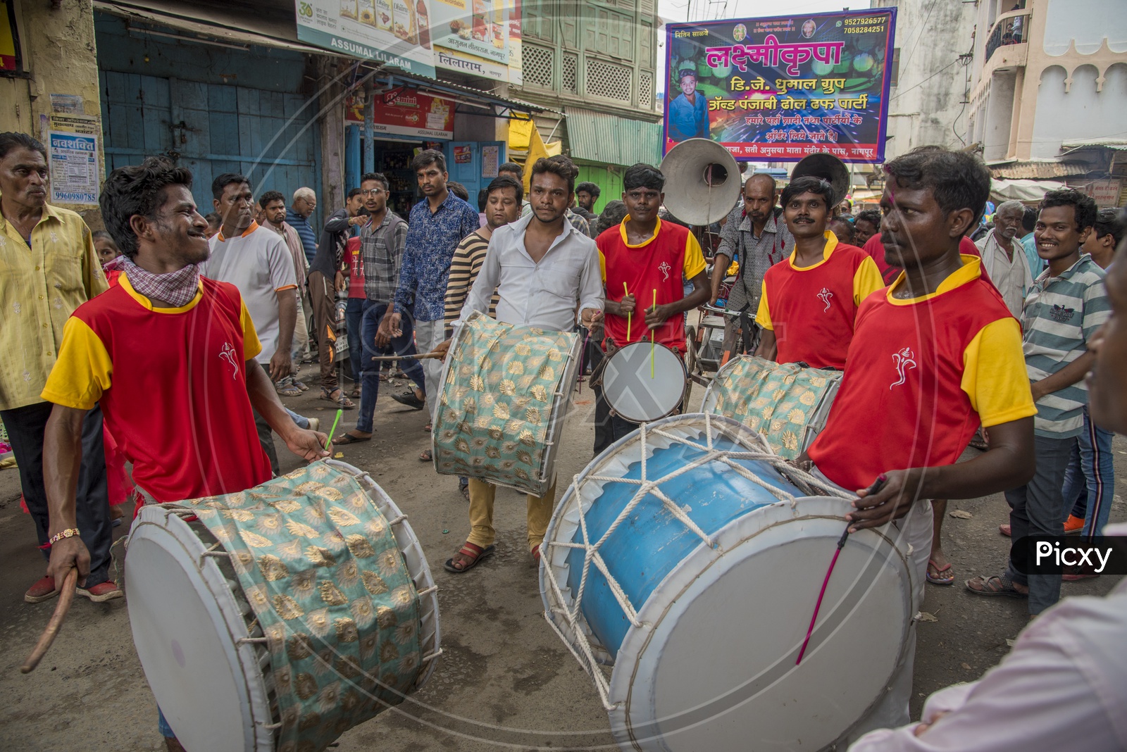 Indian Drum Artists Playing Drums In a Procession