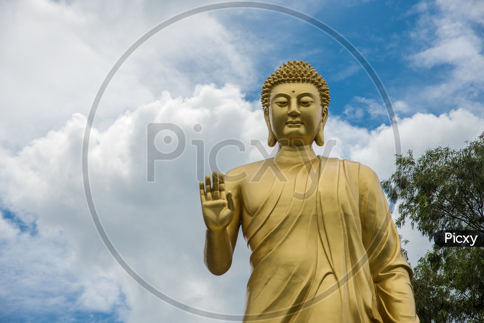 Image of Golden Buddha Statue At Naglok Buddha Vihar In NagpurXT397677