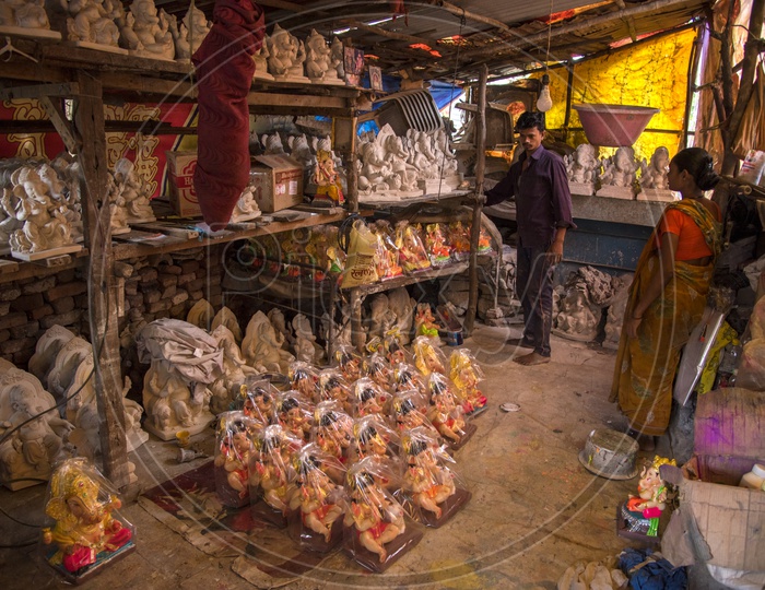 Lord Ganesh Idols In Workshop For Ganesh Chathurdhi Festival