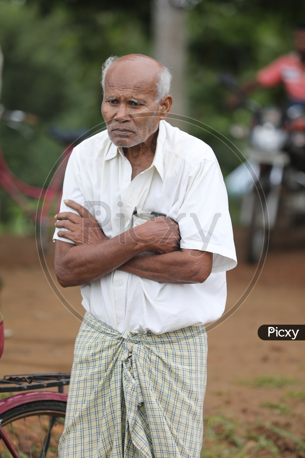 Image of Indian Old Man folding hands with bald head-TR161222-Picxy