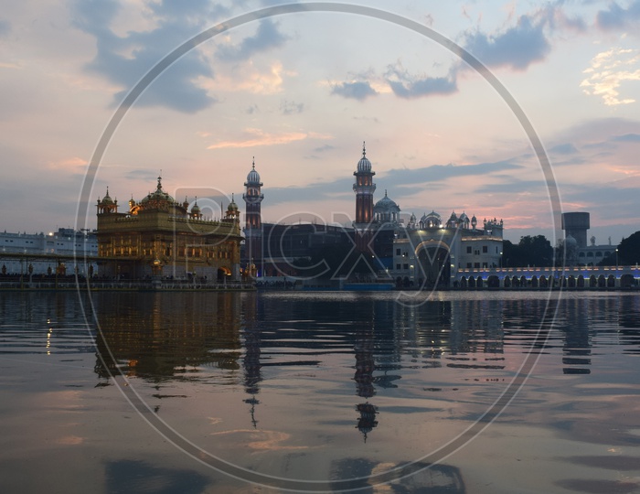 Sunrise time at the Golden temple in Amritsar