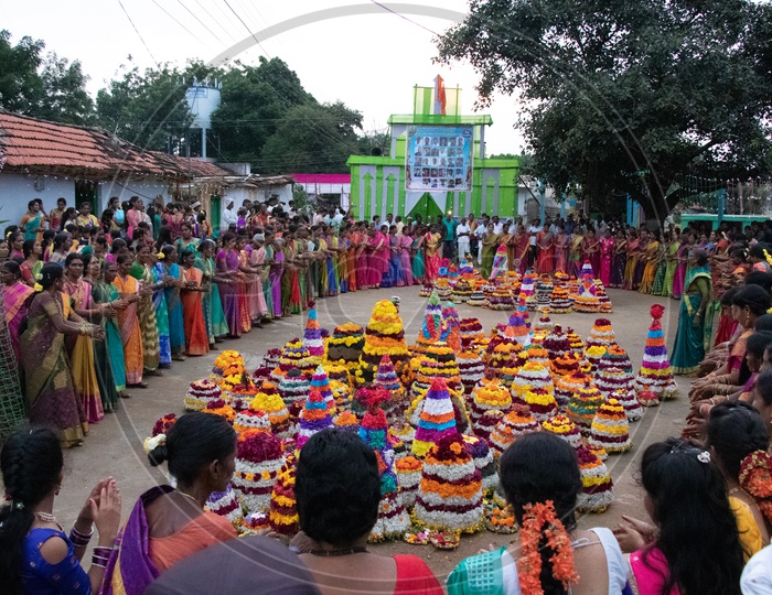 Saddula Bathukamma Festival Celebrations in Rural Telangana Villages