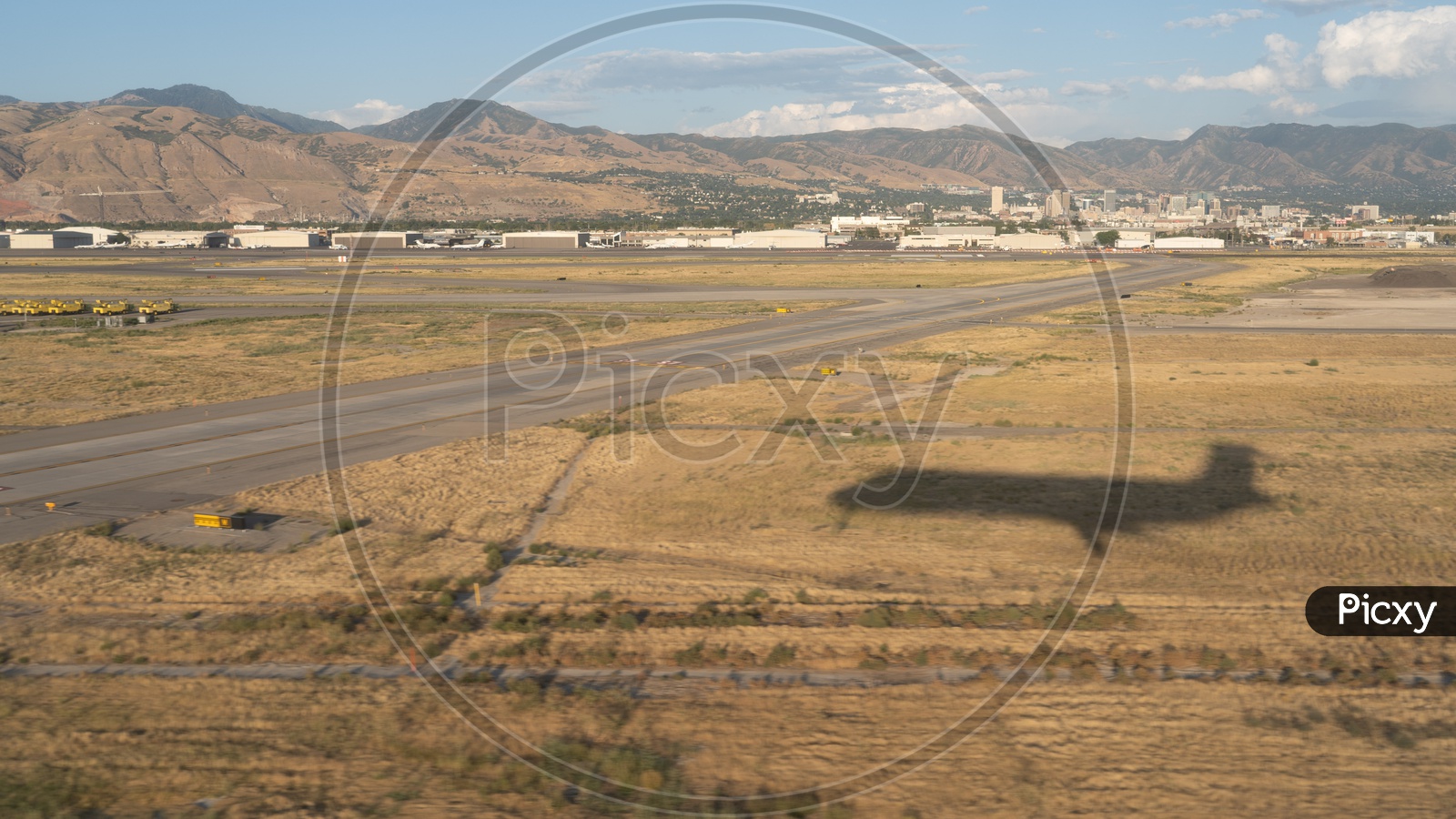 Shadow of Airplane over the empty land, Salt Lake City, Utah