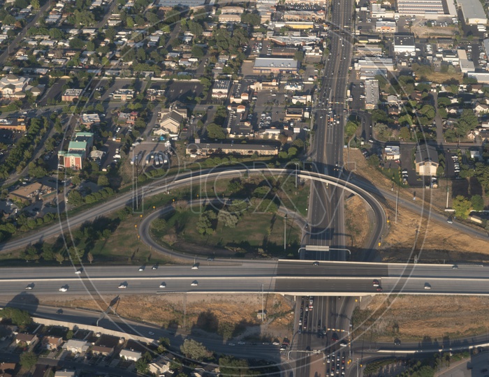 Birdseye view of the Urban Utah Road lines Intersection