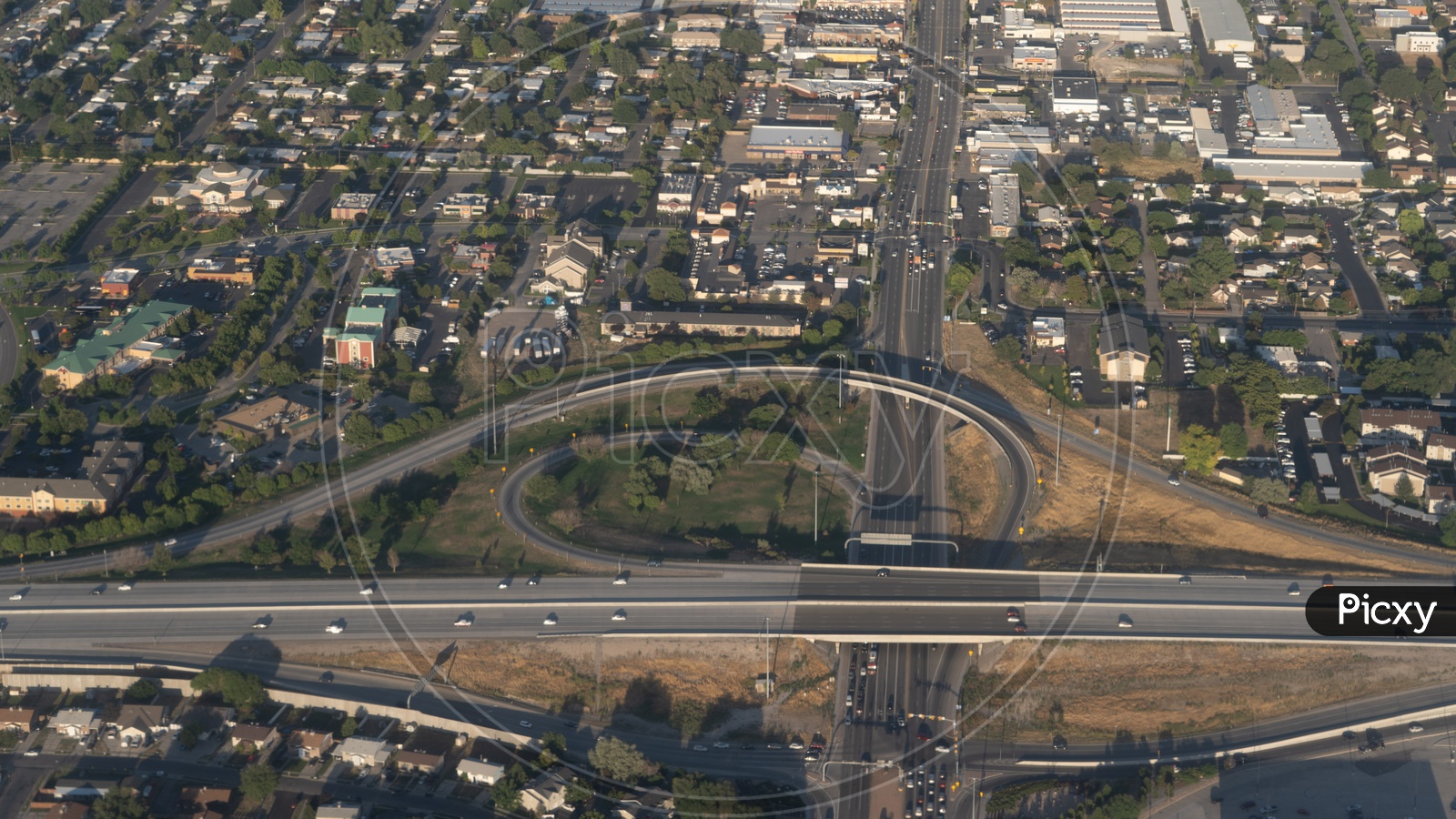 Birdseye view of the Urban Utah Road lines Intersection