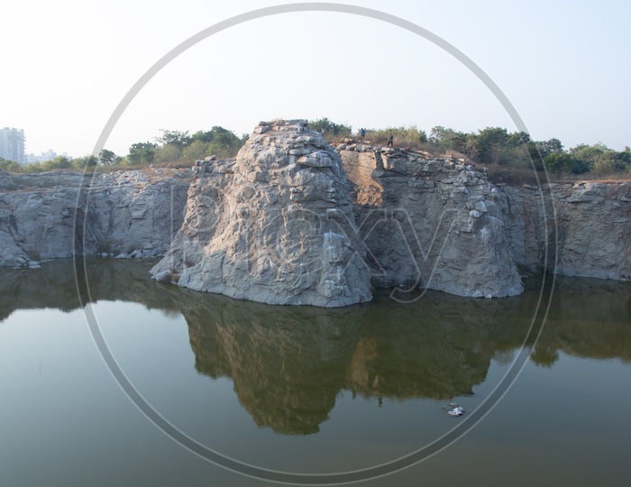 Quarry Filled With Water At Ameenpur Lake