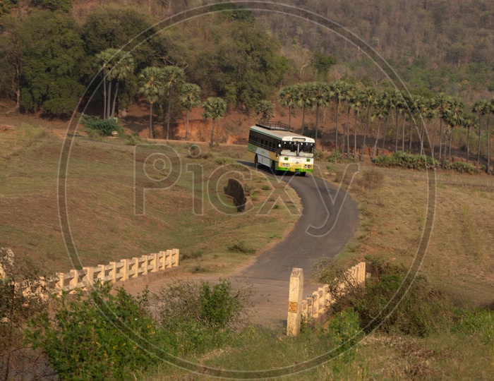 APSRTC Bus Running Between Rural Villages Terrain Roads