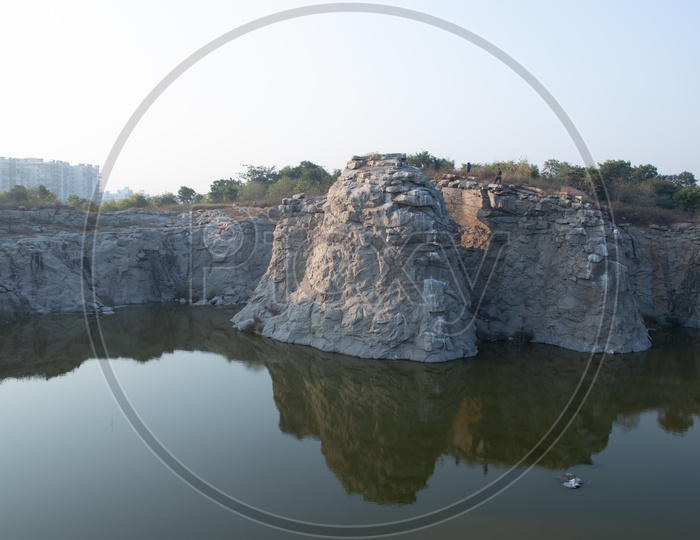 Quarry Filled With Water At Ameenpur Lake