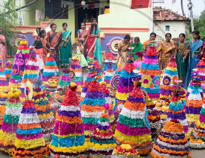 Bathukamma  Festival Celebration In Rural Telangana Villages