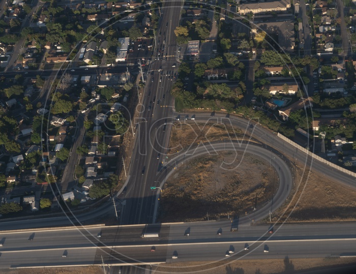 Birdseye view of the roadways in urban Salt Lake City