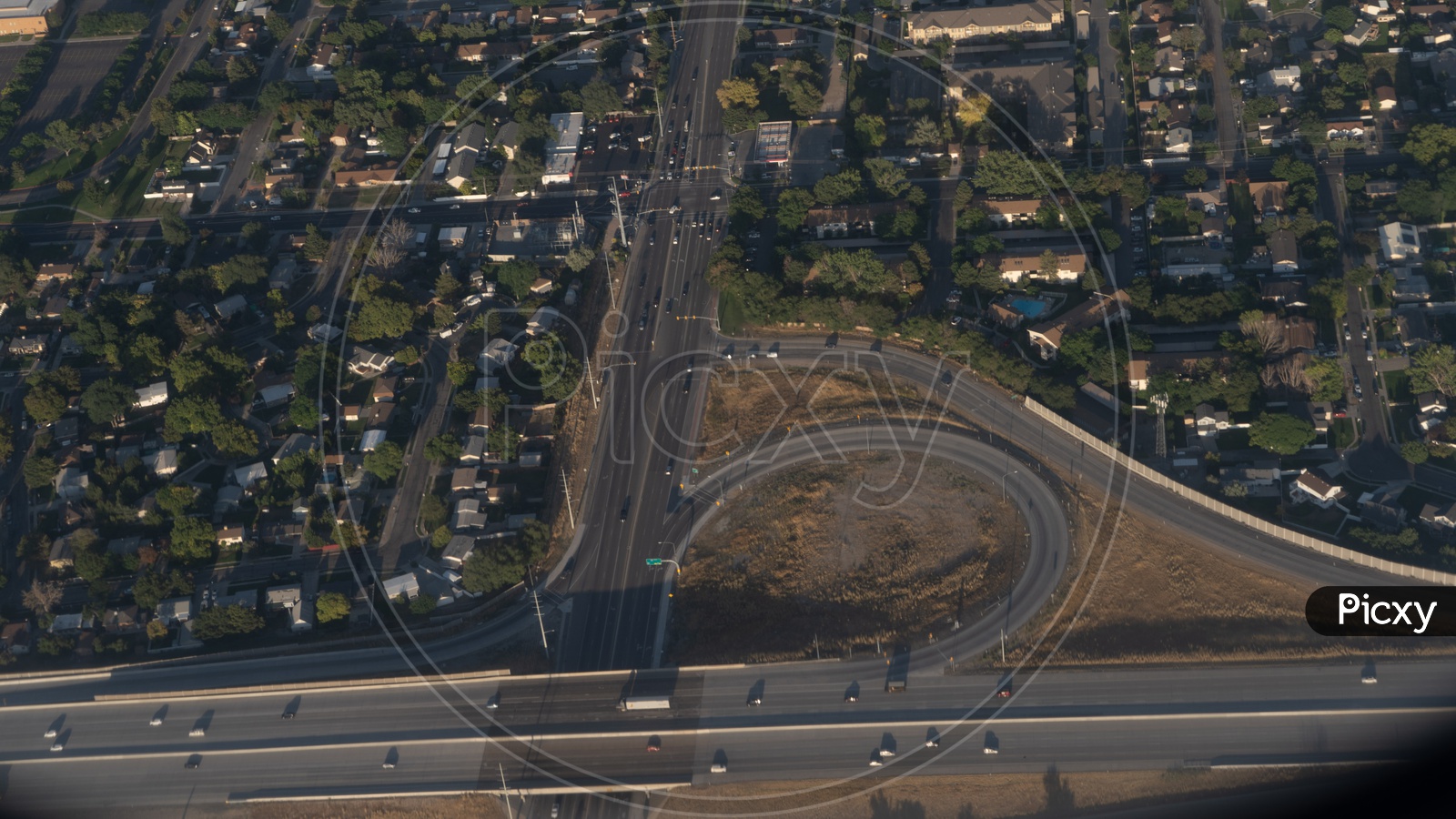 Birdseye view of the roadways in urban Salt Lake City