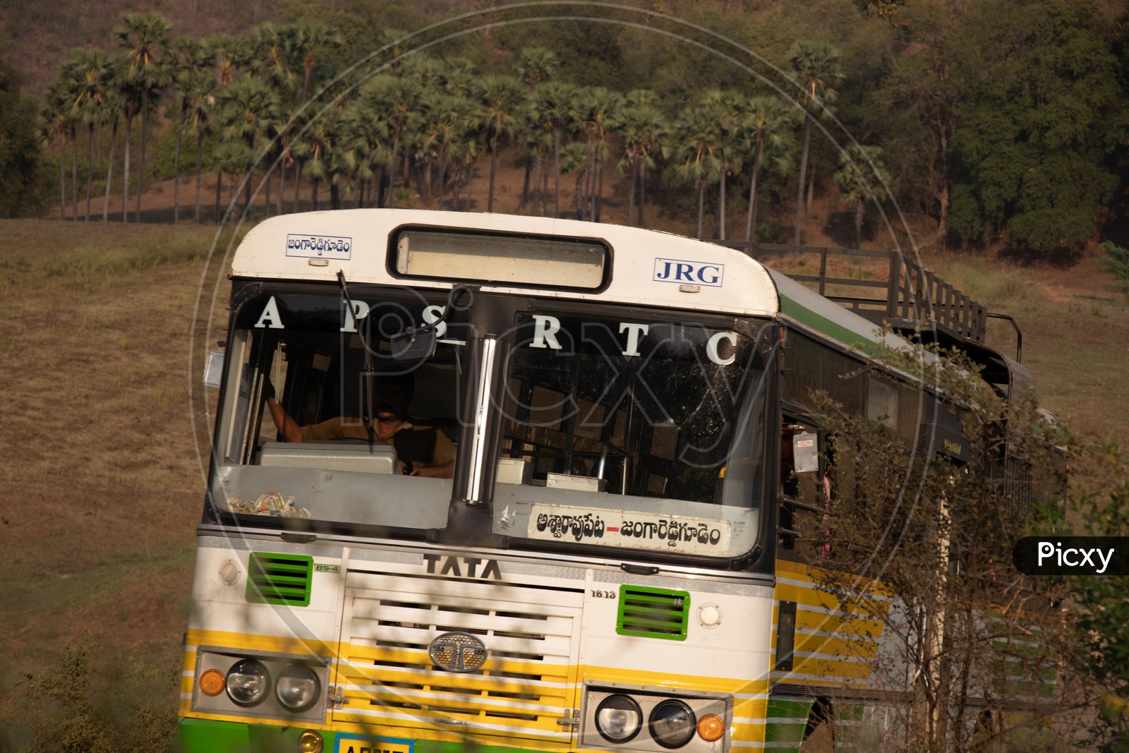 APSRTC Bus Running Between Rural Villages Terrain Roads
