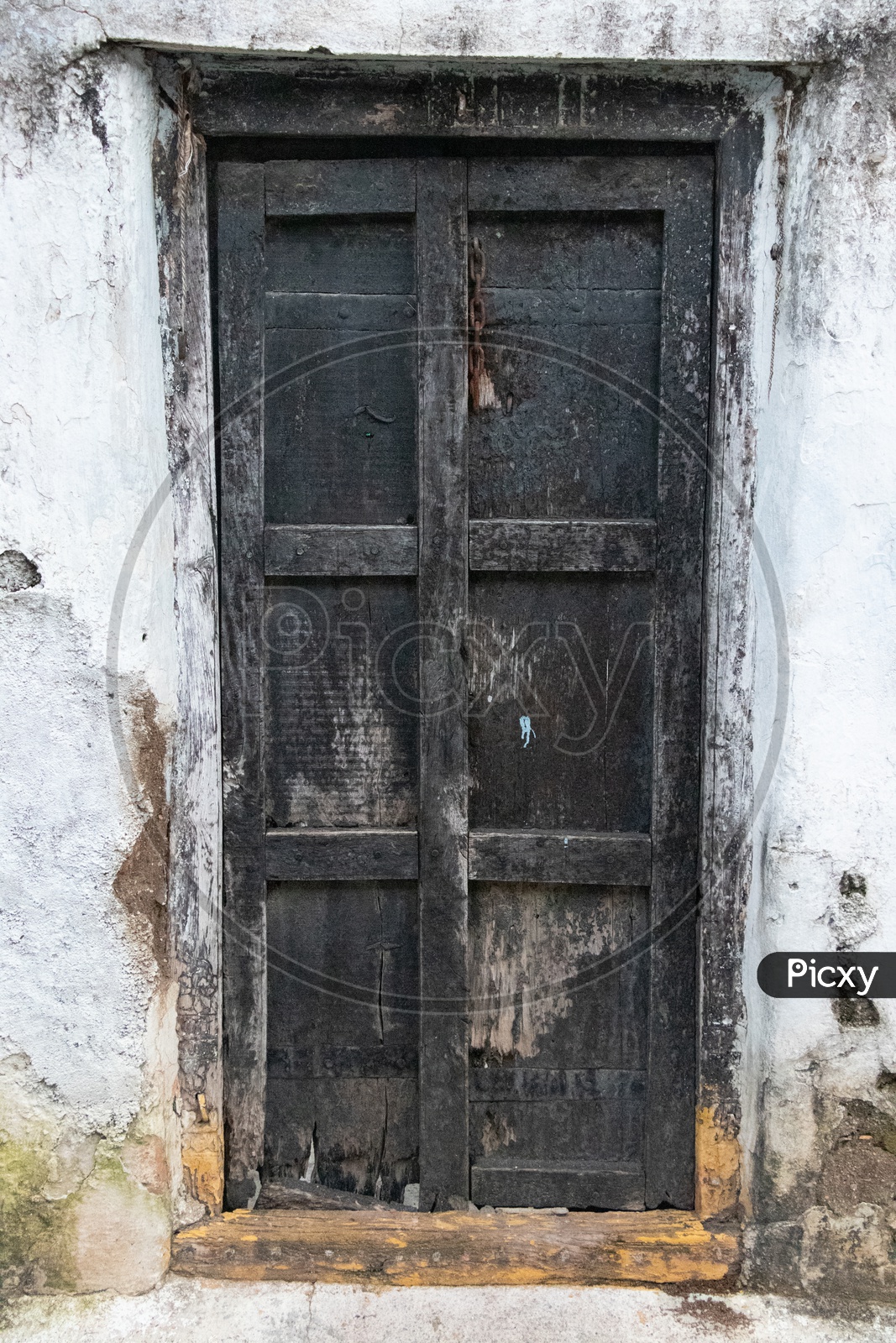 Traditional Old Wooden Door Of a House At Indian Rural Villages