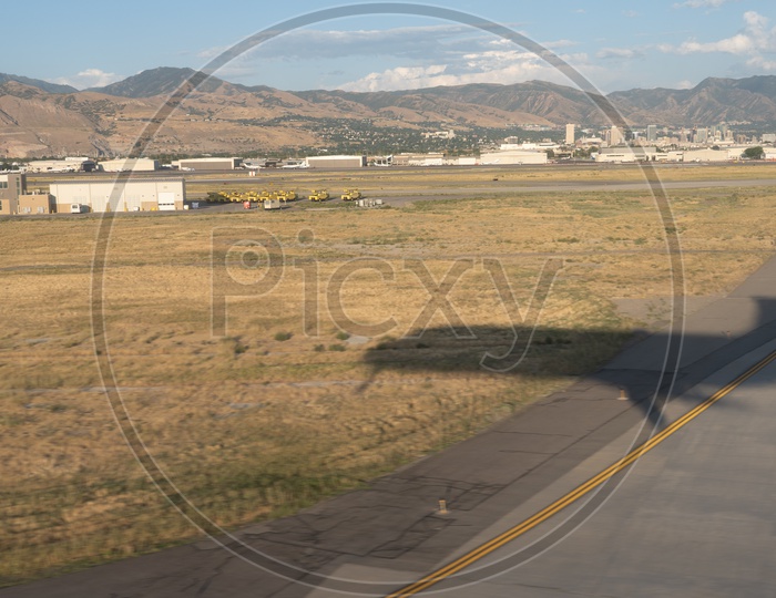 Shadow of Airplane on the roadway, Salt Lake City, Utah
