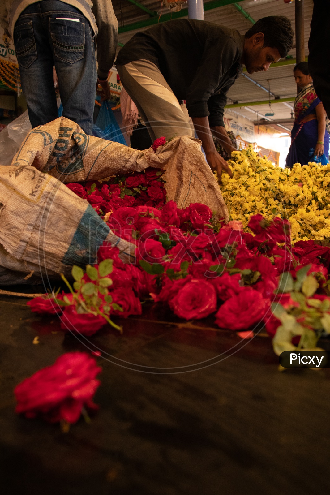 Flower Stalls In Gudimalkapur Flower Market