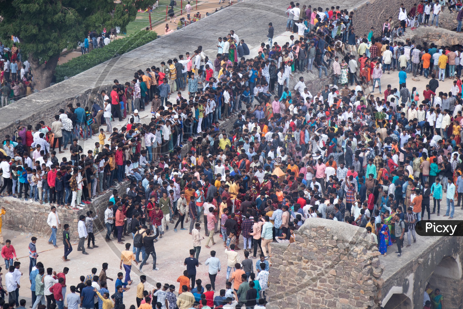 Aerial View Of Bonalu Festival Celebrations in Golconda Fort