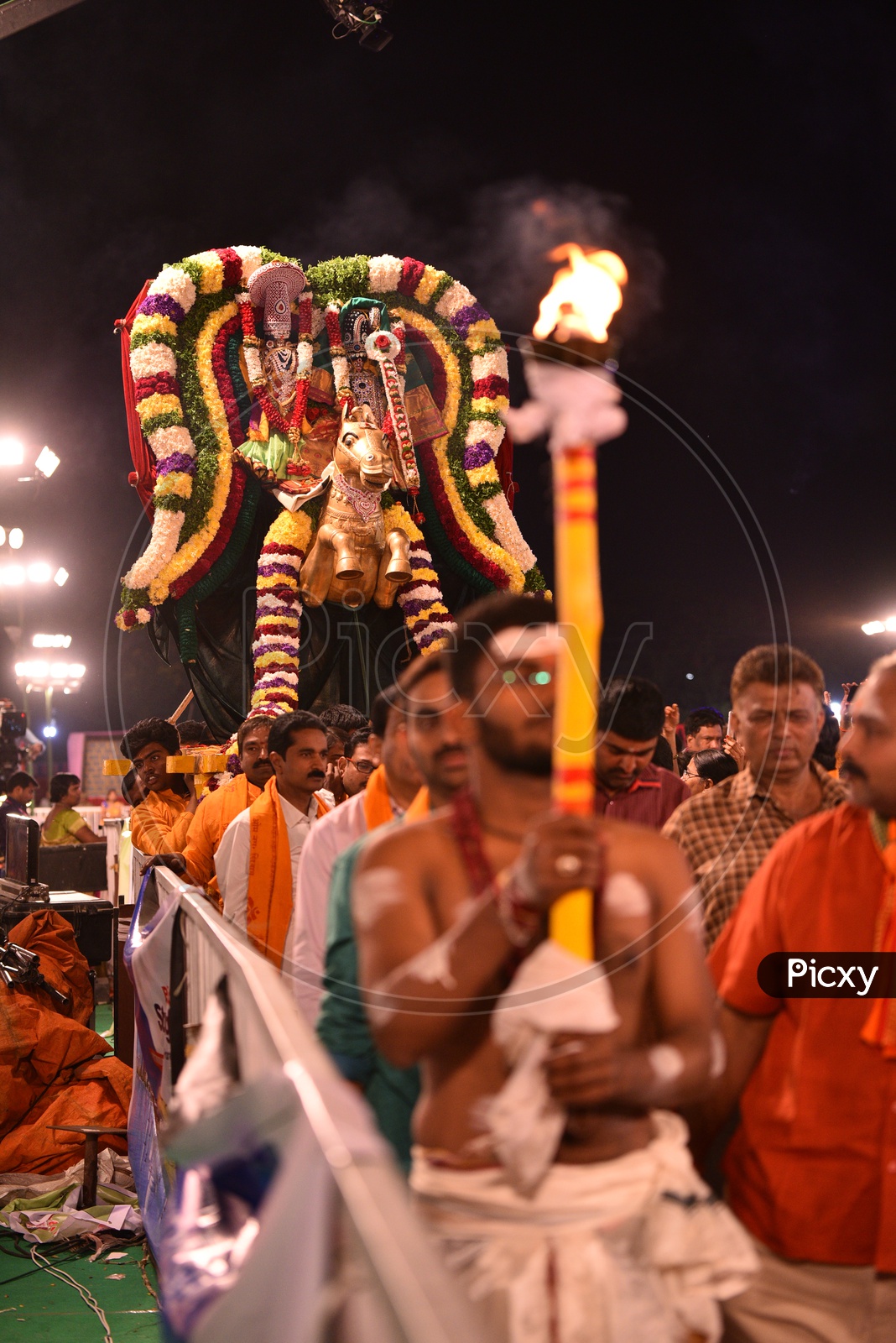 Hindu God Deity Idol In Procession At  Koti Deeposthavam Event In Hyderabad