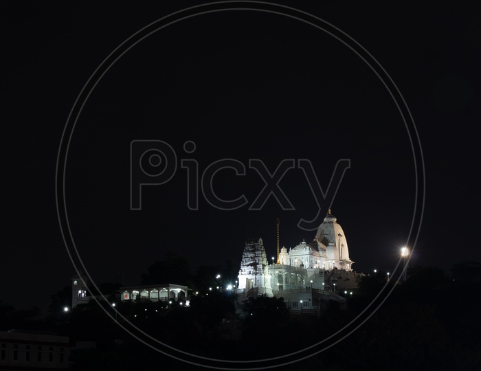 A View Of Birla Mandir With Dark Black Night Sky In Background