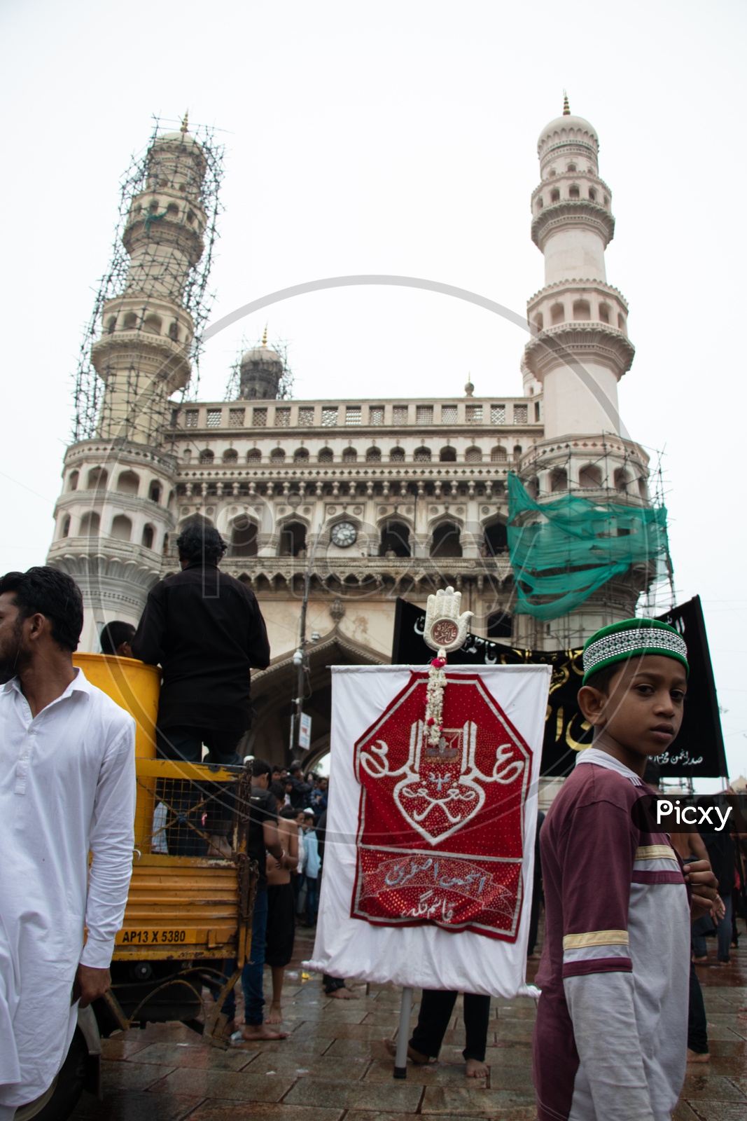 Muharram Procession And Devotees Around Charminar