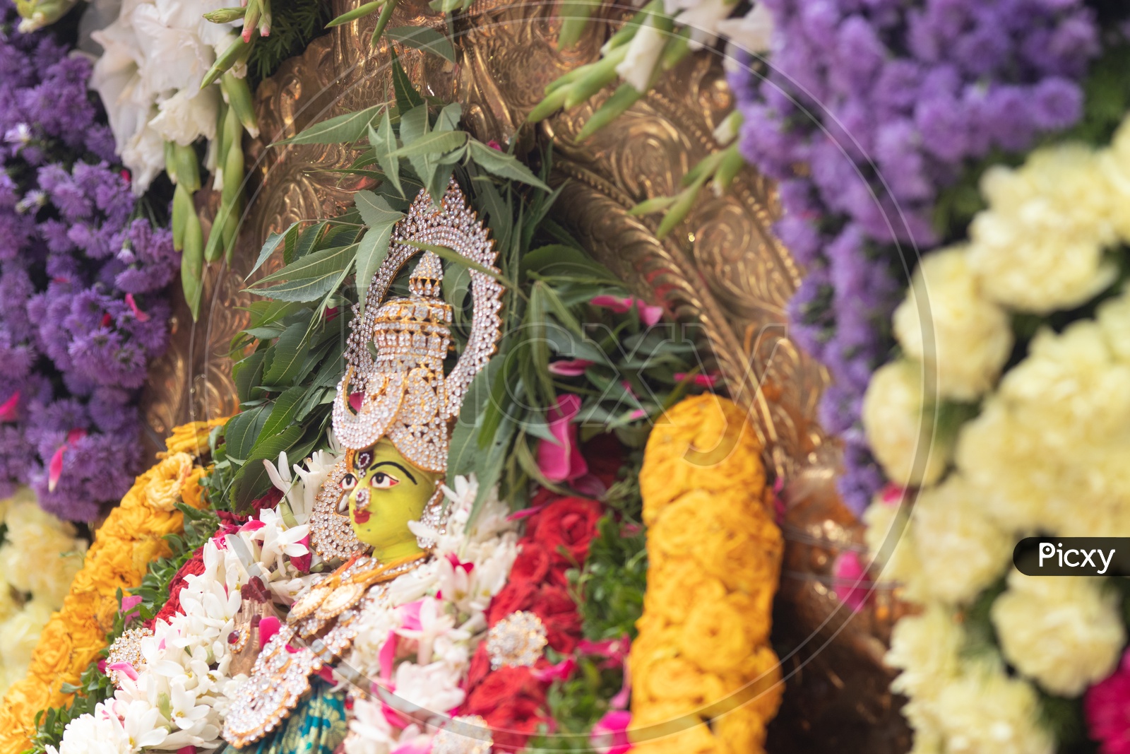 Hindu Goddess Idol In Procession During Bonalu Celebrations At Ujjaini Mahakali Temple