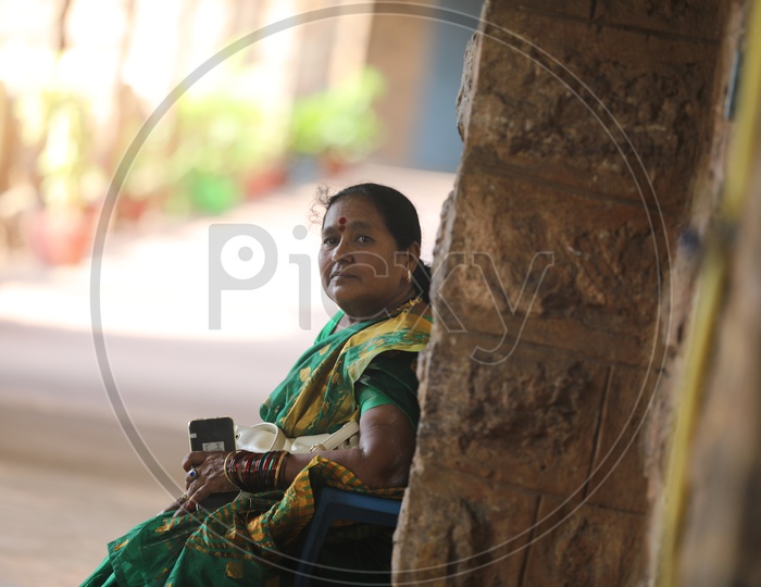 Image of Indian Old Woman wearing a saree-GR133827-Picxy