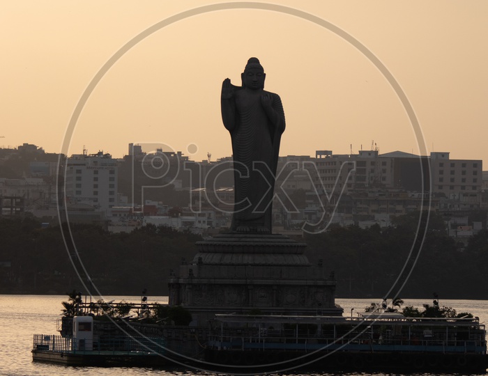 Buddha Statue on Hussain Sagar Lake With Telangana Tourism Boat